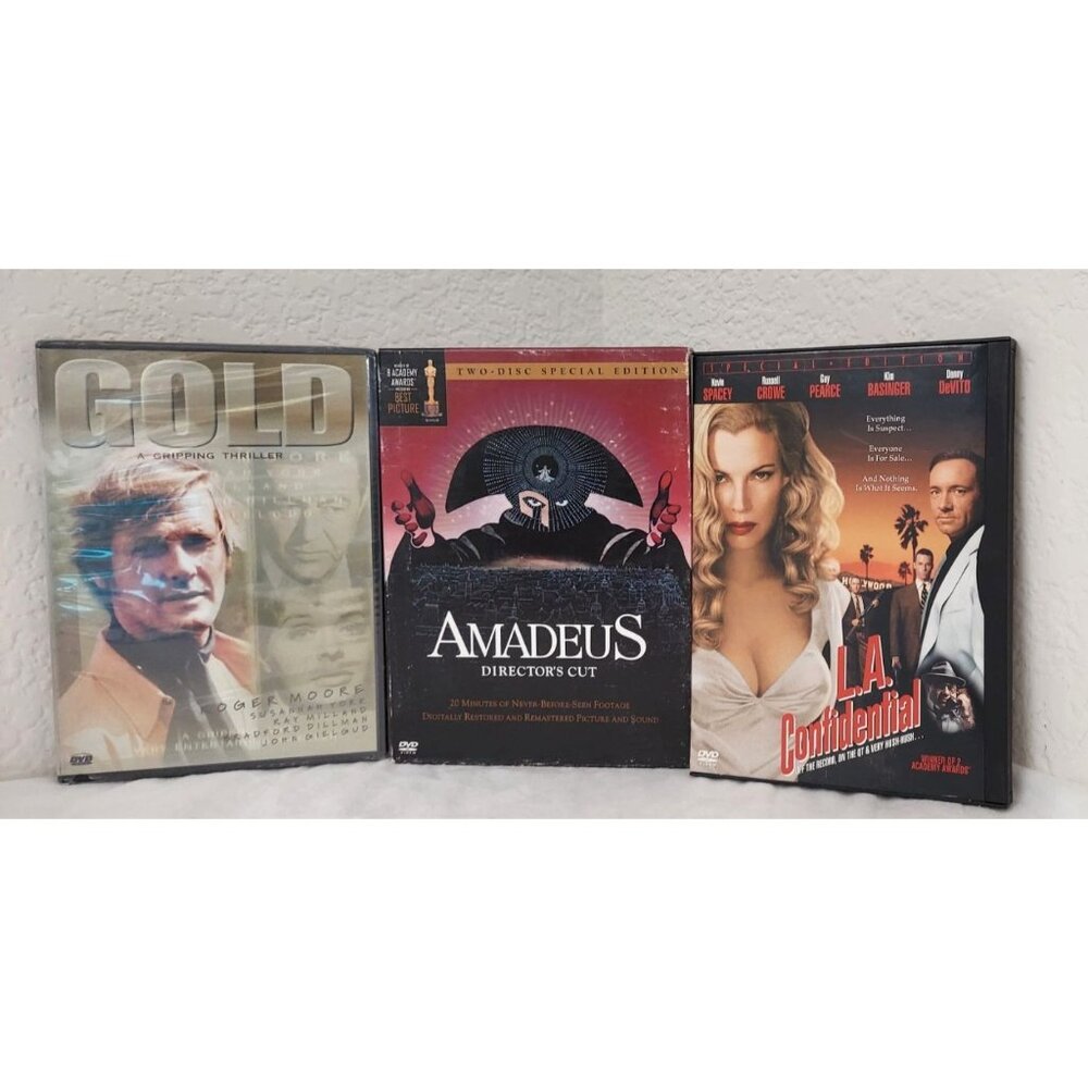 Amadeus - Director's Cut (1984), LA Confidential (1997), Gold (2000) DVD Lot